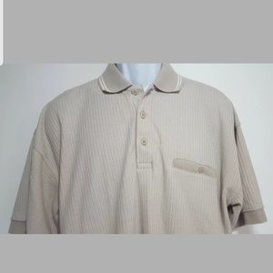 Mens SRT Beige Ribbed Polo Golf Shirt SZ Large